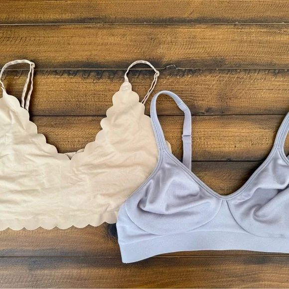 Shimera Cream and Gray Bralette Duo - Picture 1 of 4